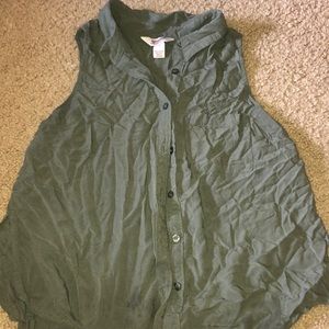 Olive green button up tank